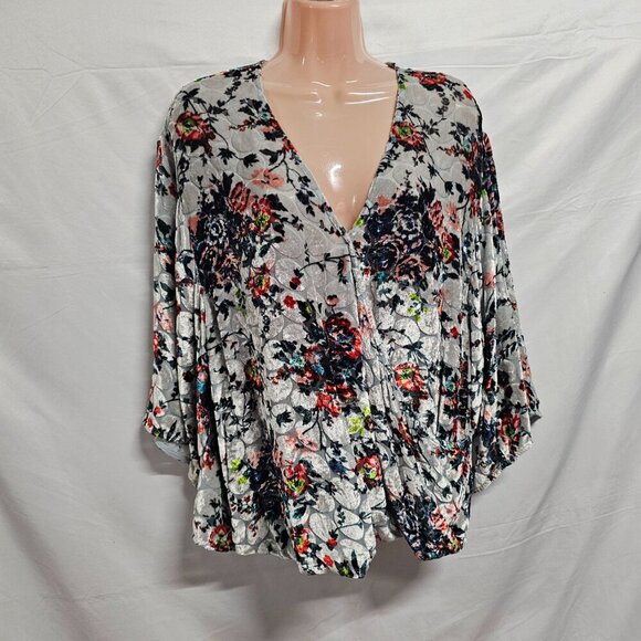 Anthropologie Maeve Umi Burnout Wrap Top Blouse Women Size L Floral - Picture 5 of 16